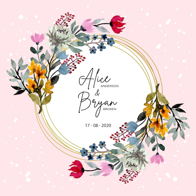 save the date. watercolor leaves wreath