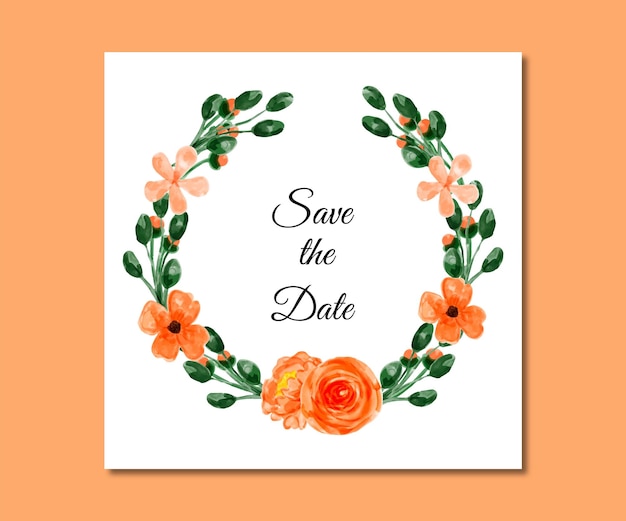 Save the date watercolor orange flowers