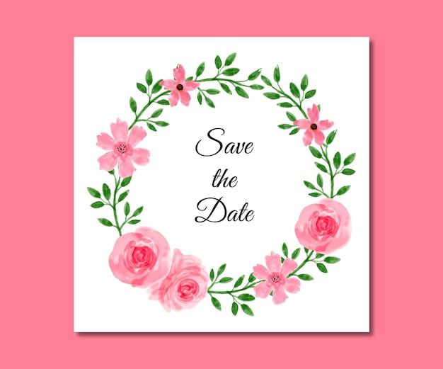 Save the date watercolor pink flowers