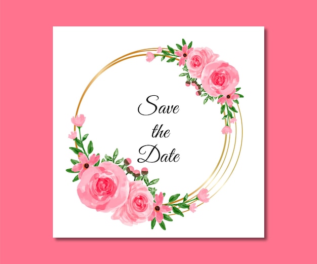 Save the date watercolor pink flowers