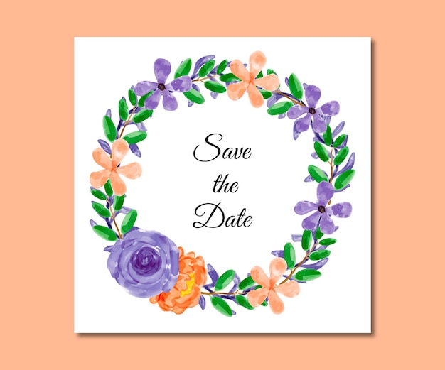 Save the date watercolor purple orange flowers