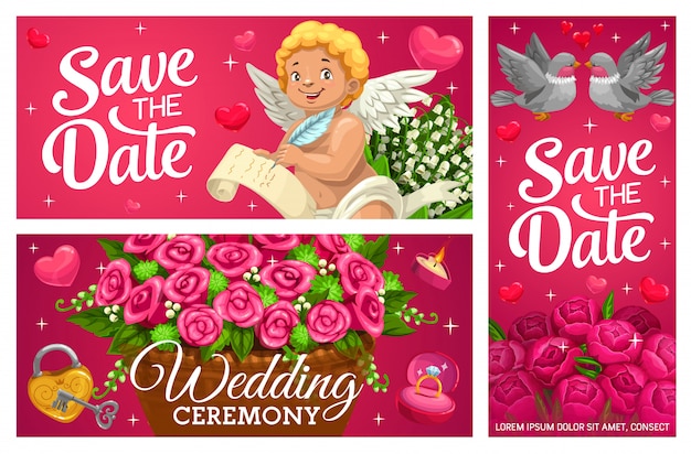 Save the date wedding banners, marriage cards