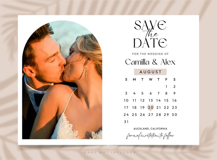 Vector save the date wedding card template with space for photo