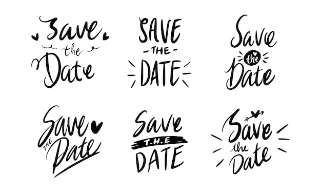 Save the date wedding lettering set