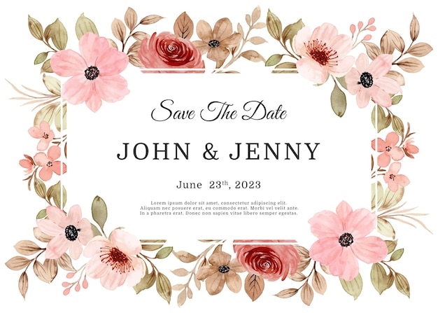 Save the date wedding template with watercolor floral
