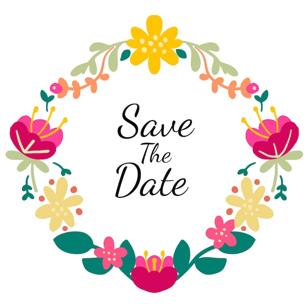 Save the date with cute flower