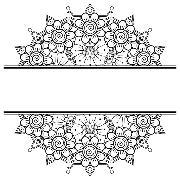 Save the date with mehndi flower decoration in ethnic oriental doodle ornament