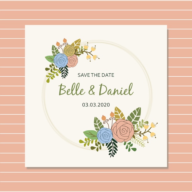 Save the date with simple rose