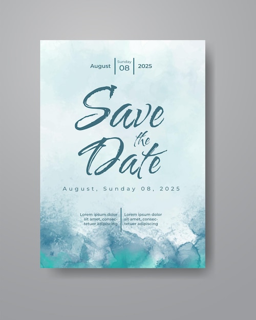 Save the date with watercolor background. design for your invitation.