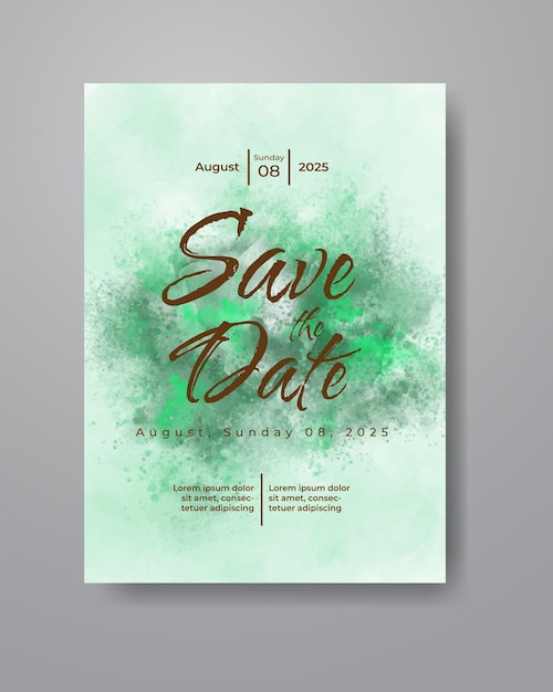 Save the date with watercolor background. Design for your invitation.