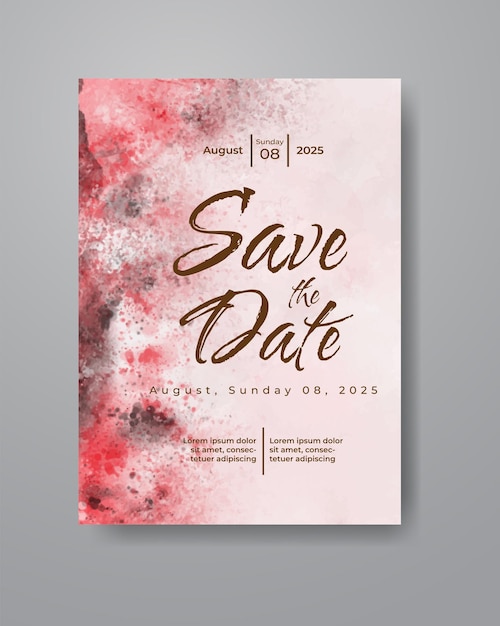 Save the date with watercolor background. Design for your invitation.