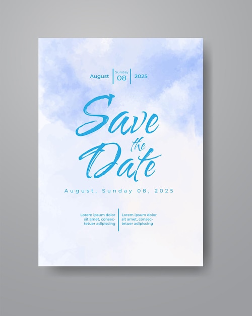 Save the date with watercolor background. Design for your invitation.