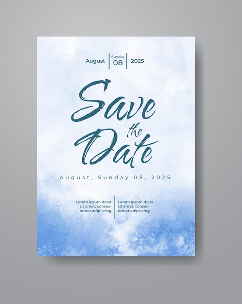 Save the date with watercolor background. Design for your invitation.