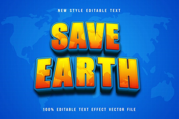 Save earth editable text effect cartoon style