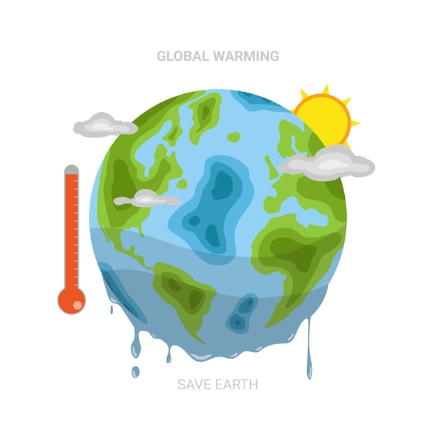 Vettore concetto di progettazione di save earth global warning