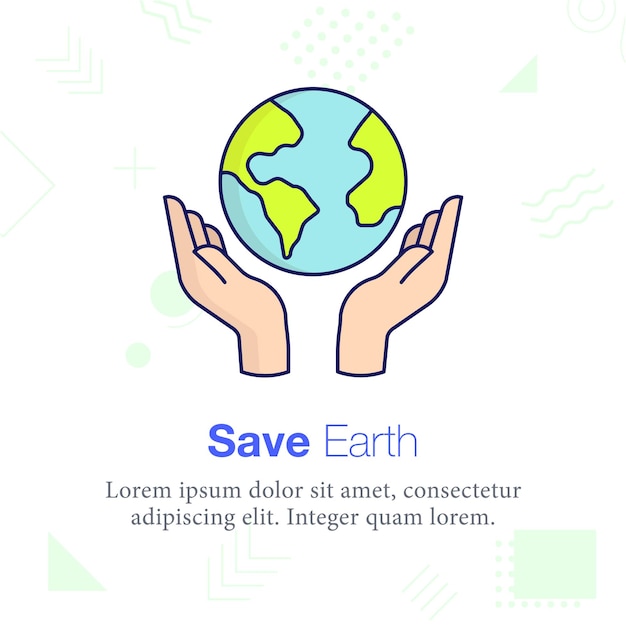 Save earth, Globe, hand vector icon illustration