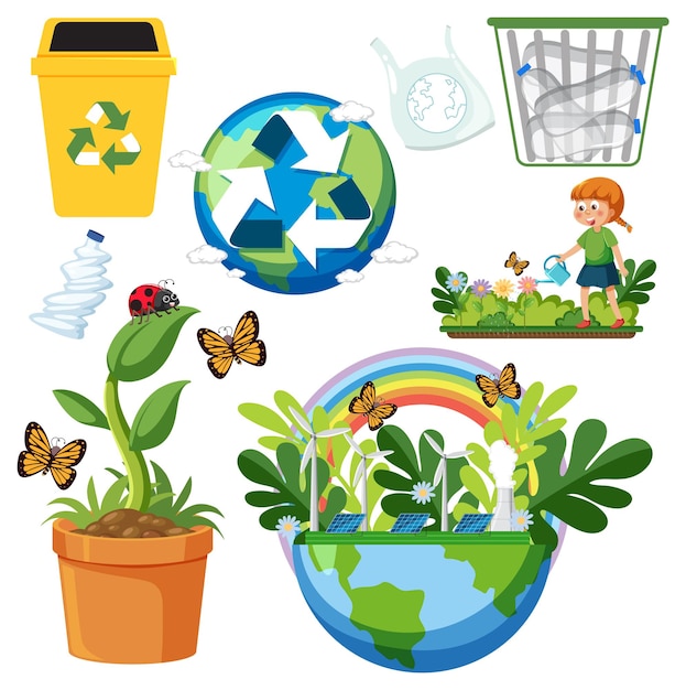 Save the earth graphics and icons collection