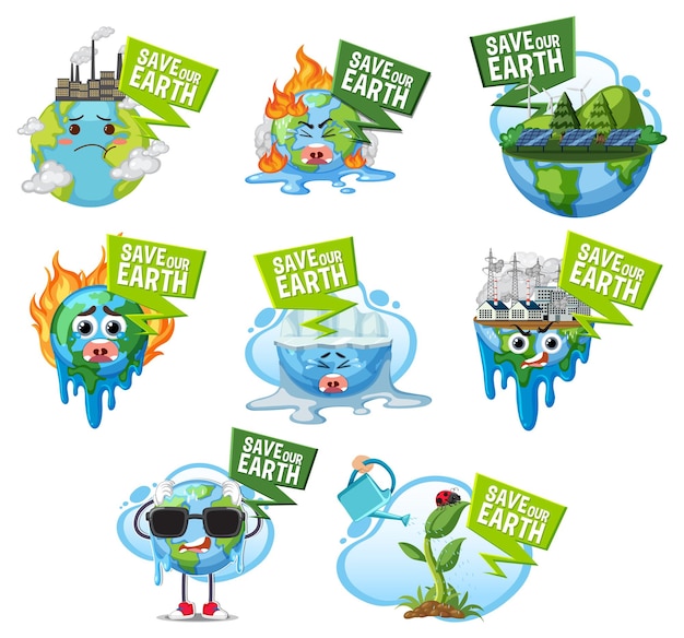 Save the earth logo and banner set