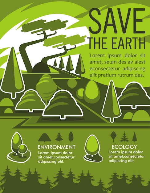 Save the Earth and natural resources eco poster