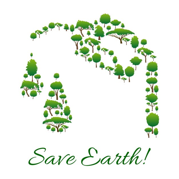 Save earth symbol of trees in gasoline drop shape