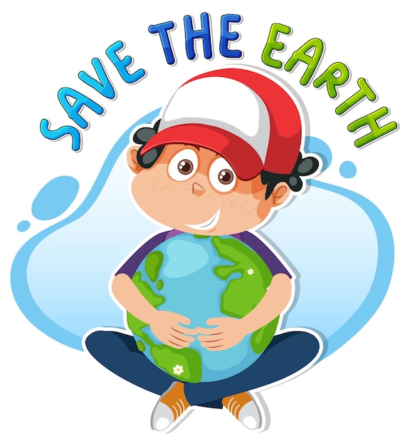 Save the earth text for banner or poster design