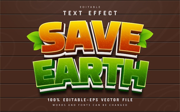 Save earth text effect editable