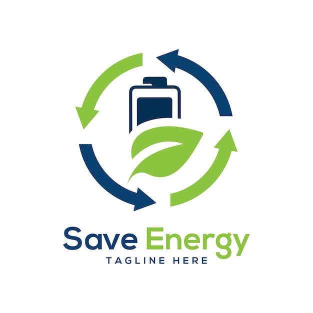 エネルギーを節約 世界を節約する 創造的なサイン ロゴデザイン ベクトル ソーシャルメディア テンプレート