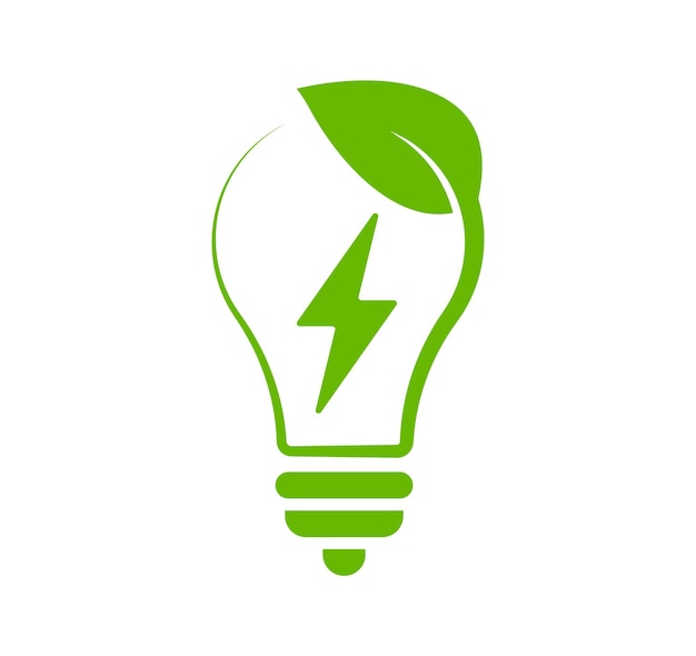 Save energy symbol light bulb with a energy icon and green leaf