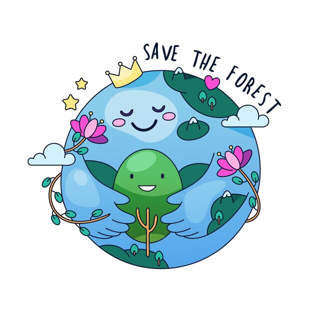 Vector save the forest and earth vector illustration eco