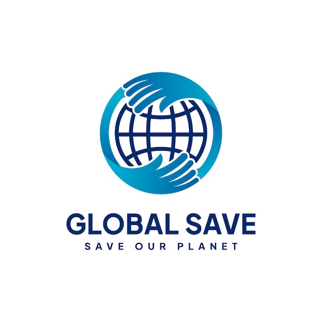 Save Global Logo Save Our Planet. Hands Hugging Earth Logo