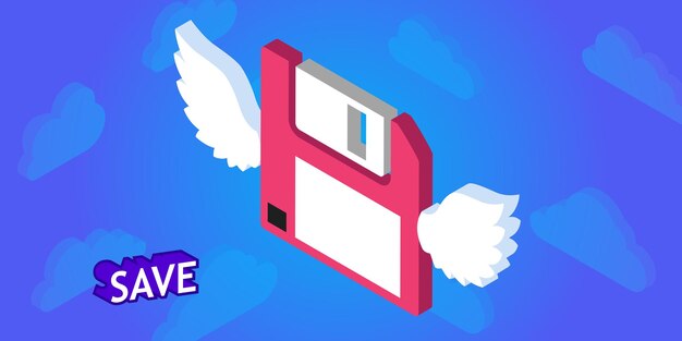 아이소메트릭 디자인 아이콘 벡터 웹 그림 3d 다채로운 개념을 저장