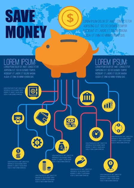 Vector save money flat infographic