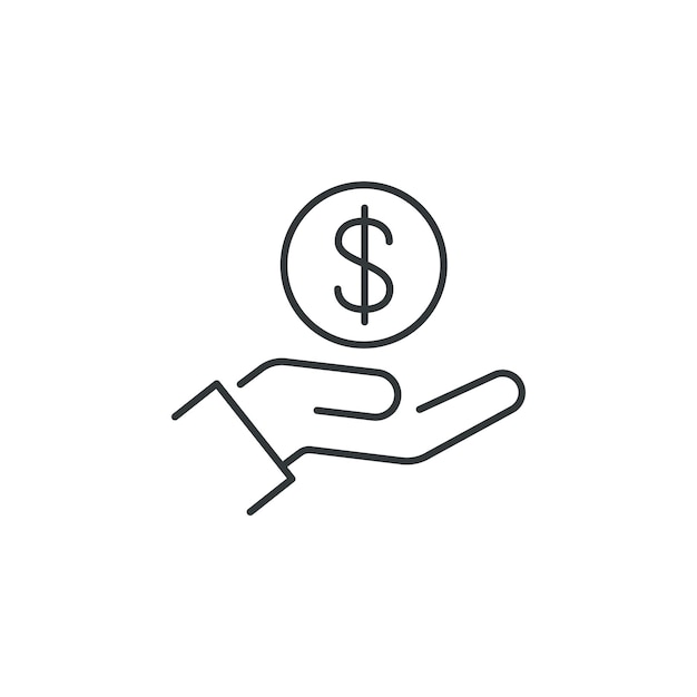 Save money icon salary money invest finance hand holding dollar line symbols icon vector