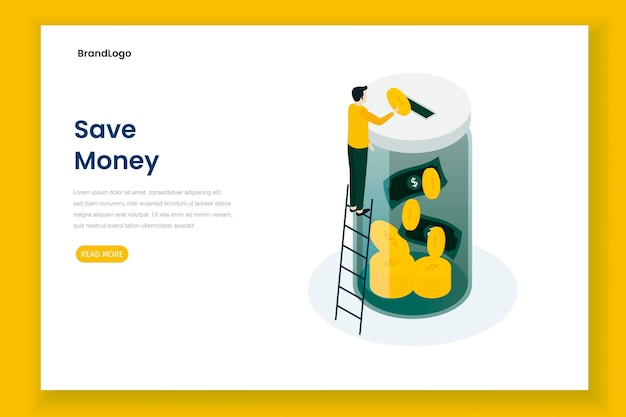 Save money illustration landing page