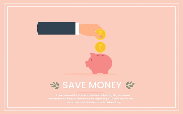 Save money infographic template hand and piggy bag vector design