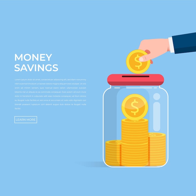 Save money jar icon with hand holding coin symbol
