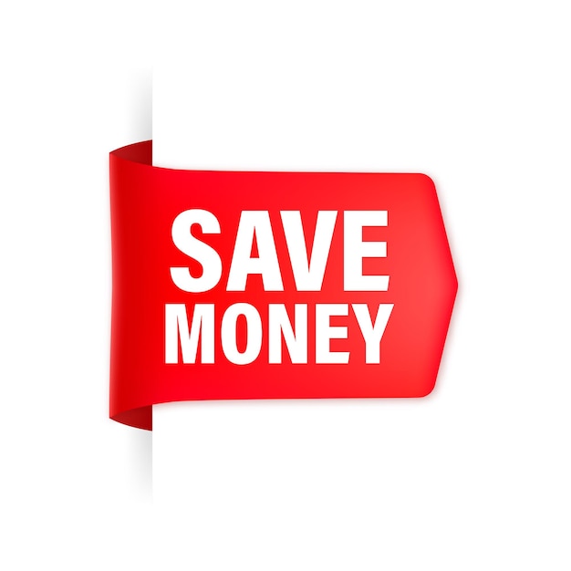 Vector save money red ribbon