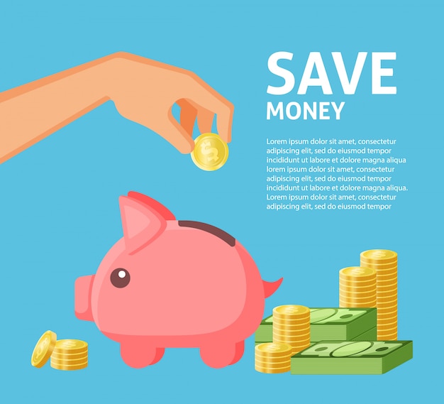 Save money social media banner template illustration