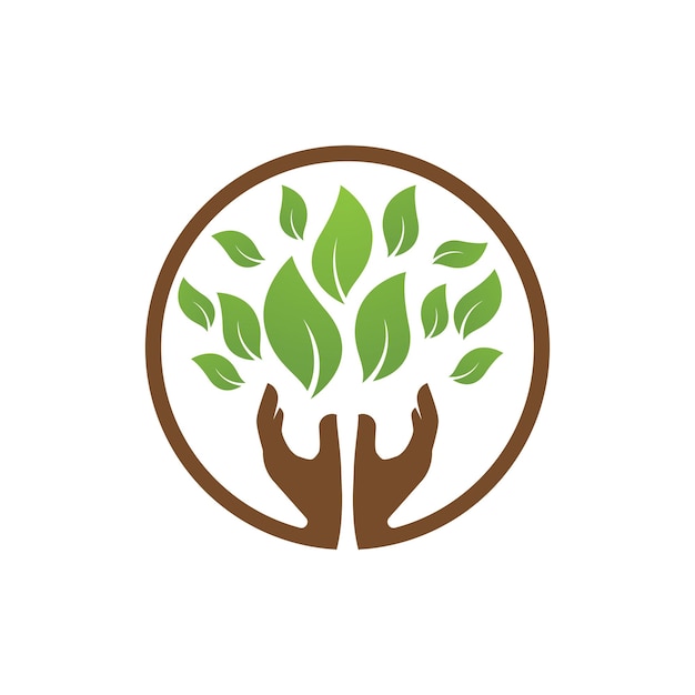 Save nature ecology logo hand and leaf illustration