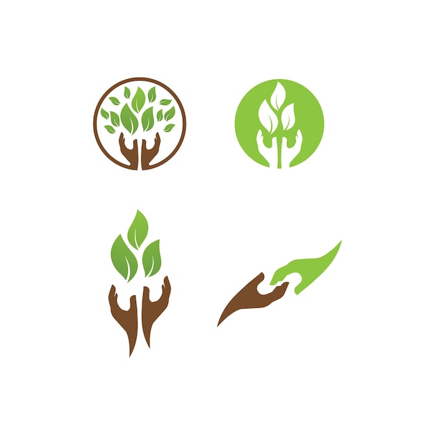 Save nature ecology logo hand and leaf illustration