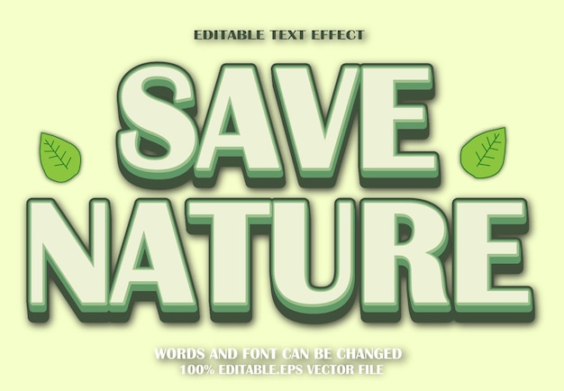 Save Nature Editable Text Effect 3d Cartoon Style