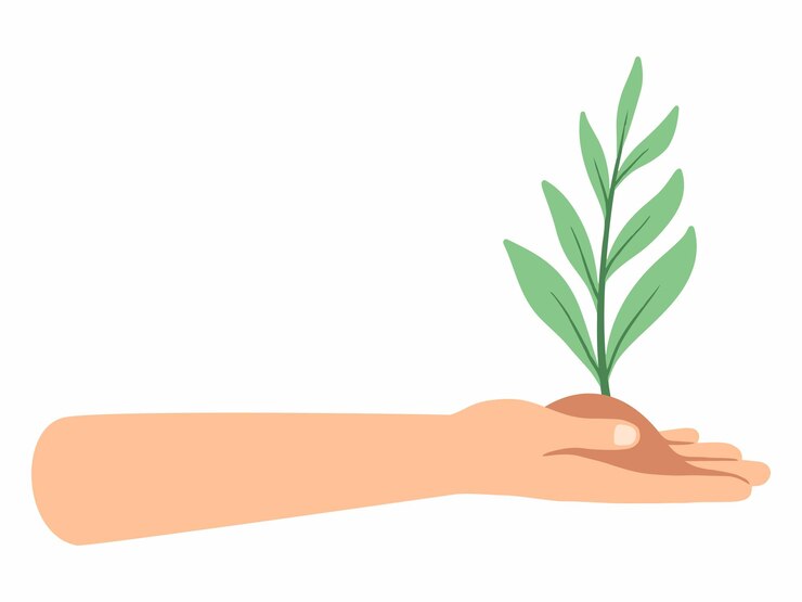 Vector save nature hand holding plant