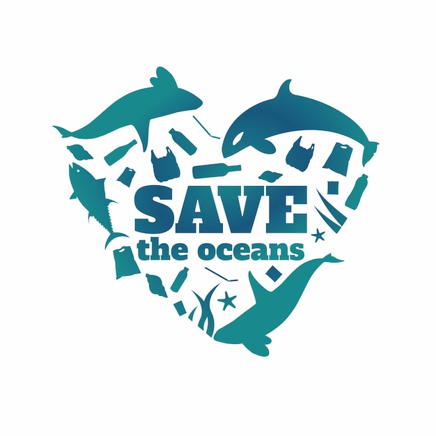 Save The Oceans Vector Illustration