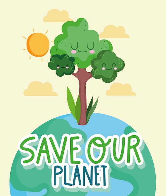 Vector save our planet poster