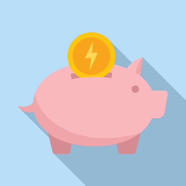 Save piggy bank icon flat vector smart consumption care digital