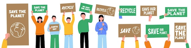 Save the planet banners set Flat style