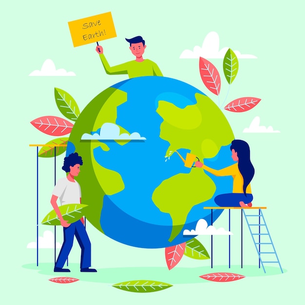 Save the planet concept with world earth day