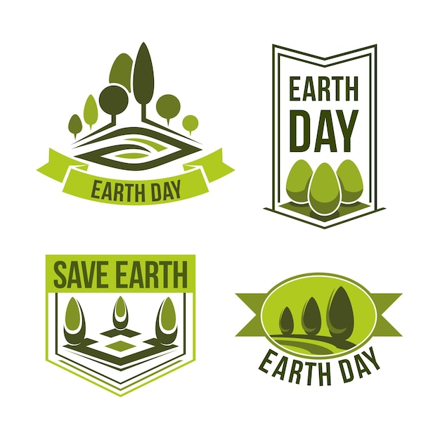 Vector save planet earth day vector green ecology icons