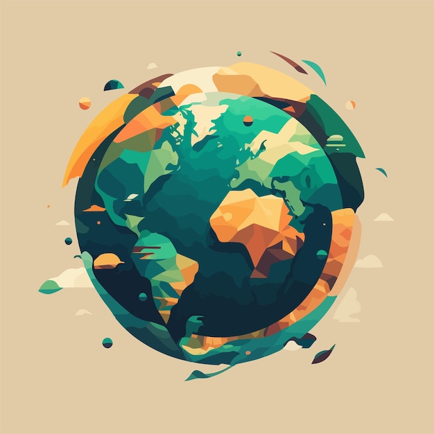 Сохранить планету Земля земной шар Низкополигональная иллюстрация дизайна Мать зеленая икона природы