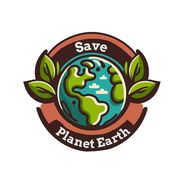 Save planet earth world globe green environment and earth day concept vector illustration